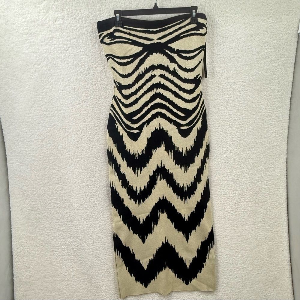 Madden Girl by Esteve Madden Maxi Tube Sweater Dress Sleeveless Black/Gold L